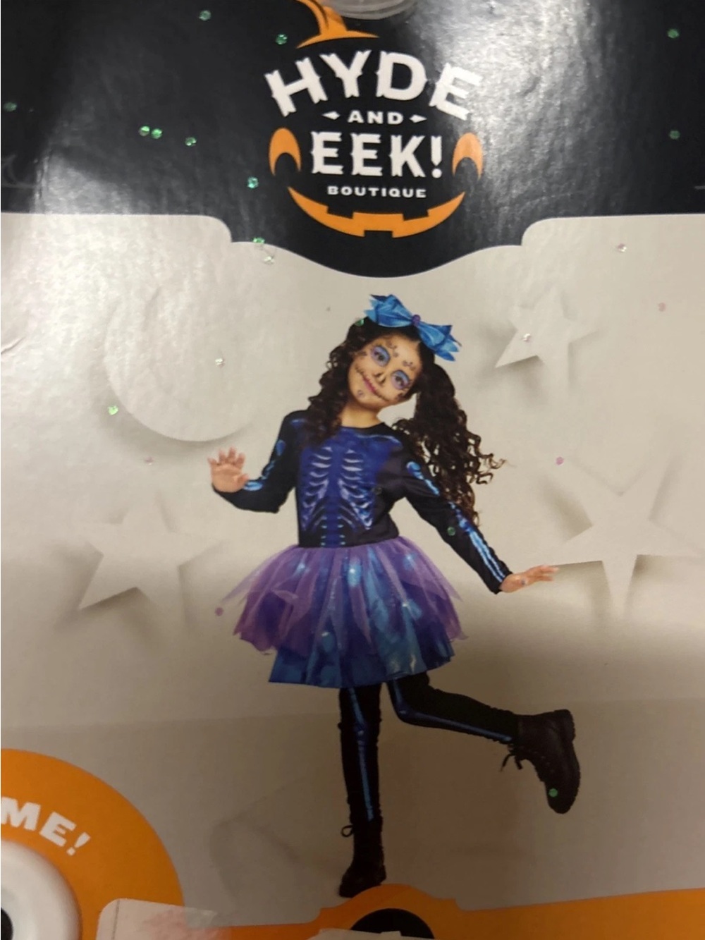 Hide and EEK Boutique Kids light up Skeleton Halloween Costume Size S 4-7 NEW